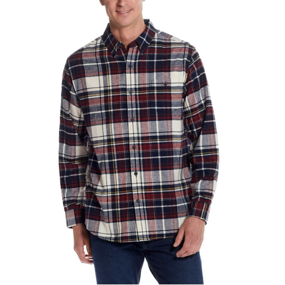 NWT Weatherproof Vintage Cotton Blend Brushed Flannel Button Down Plaid Shirt